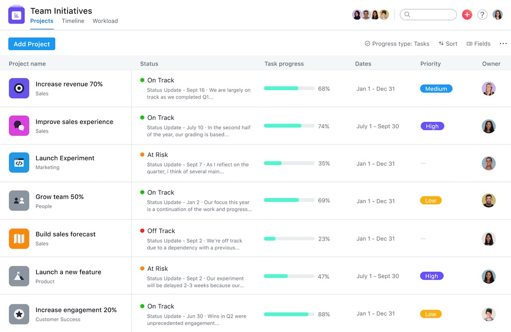 8. Phần mềm quản lý thời gian hiệu quả Asana