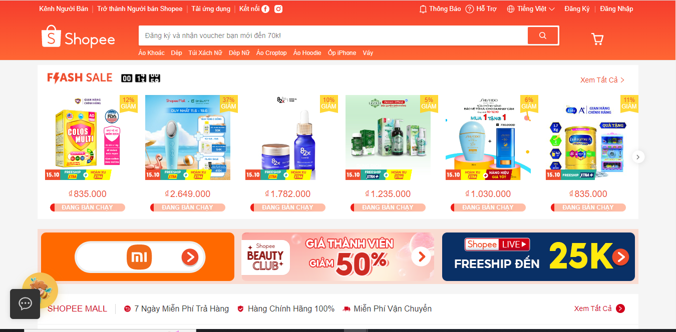 Sản phẩm đang bán chạy trên Shopee