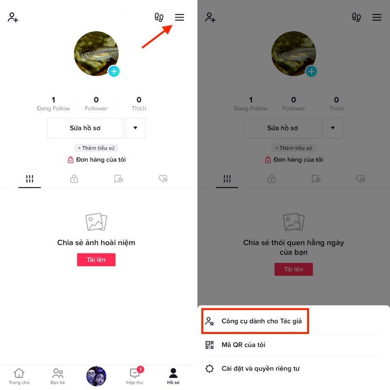 Bước 1: Vào trang cá nhân → Click vào dấu gạch trên cùng phía tay phải → Chọn “Cài đặt và quyền riêng tư”