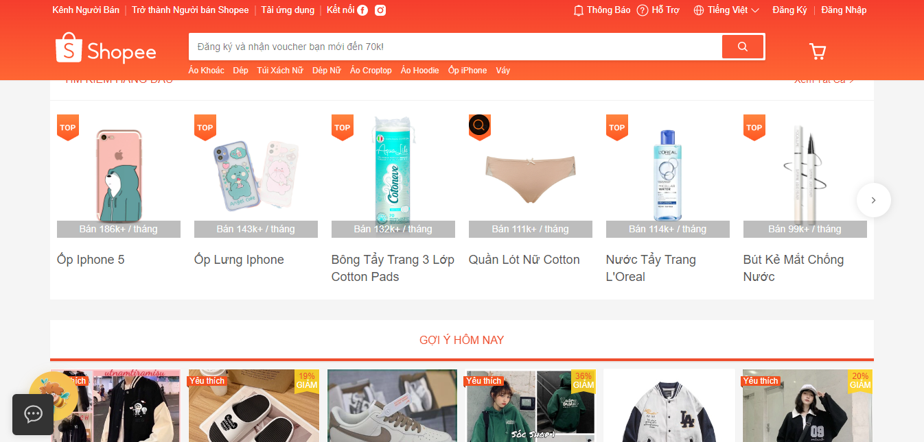 Mục Tìm kiếm hàng đầu trên Shopee