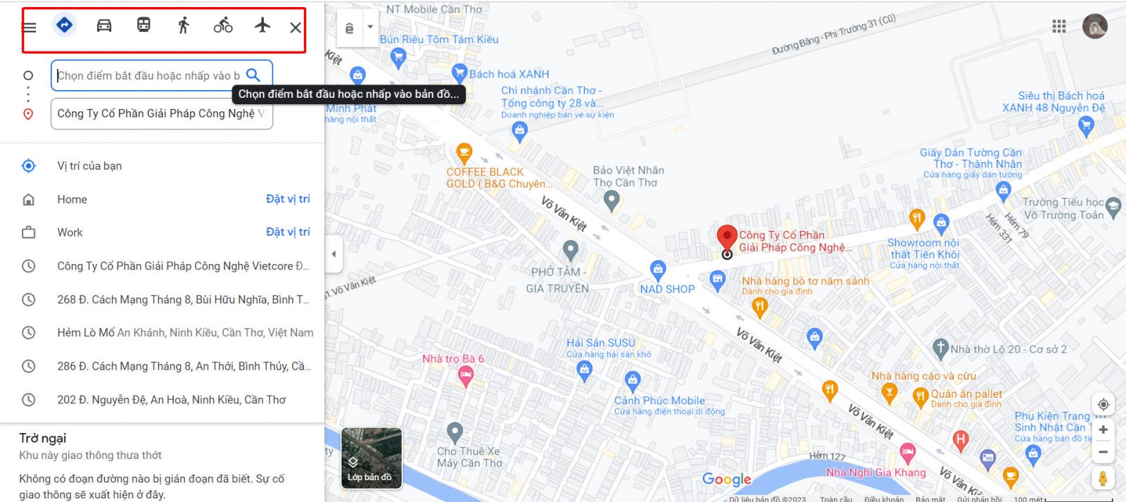 Xem thông tin đường đi và chỉ dẫn di chuyển Xem thông tin đường đi và chỉ dẫn di chuyển